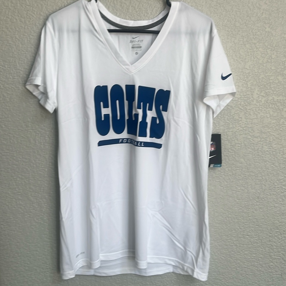 Nike Indianapolis Colts Dri Fit Shirt Womens L  V-Neck Short Sleeve NWT